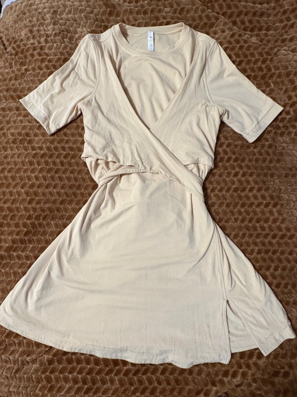 Lululemon Cotton Wrap-Front T-Shirt Flare Dress Prosecco Pima Cotton Stretch 8 - Picture 11 of 13